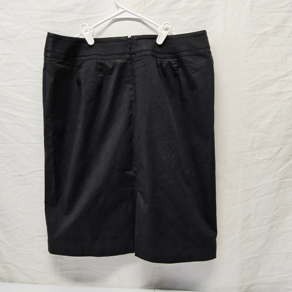 Talbots‎ Pencil Skirt Womens 12 Black Cotton Stretch Knee Length Career Zip - Picture 2 of 7